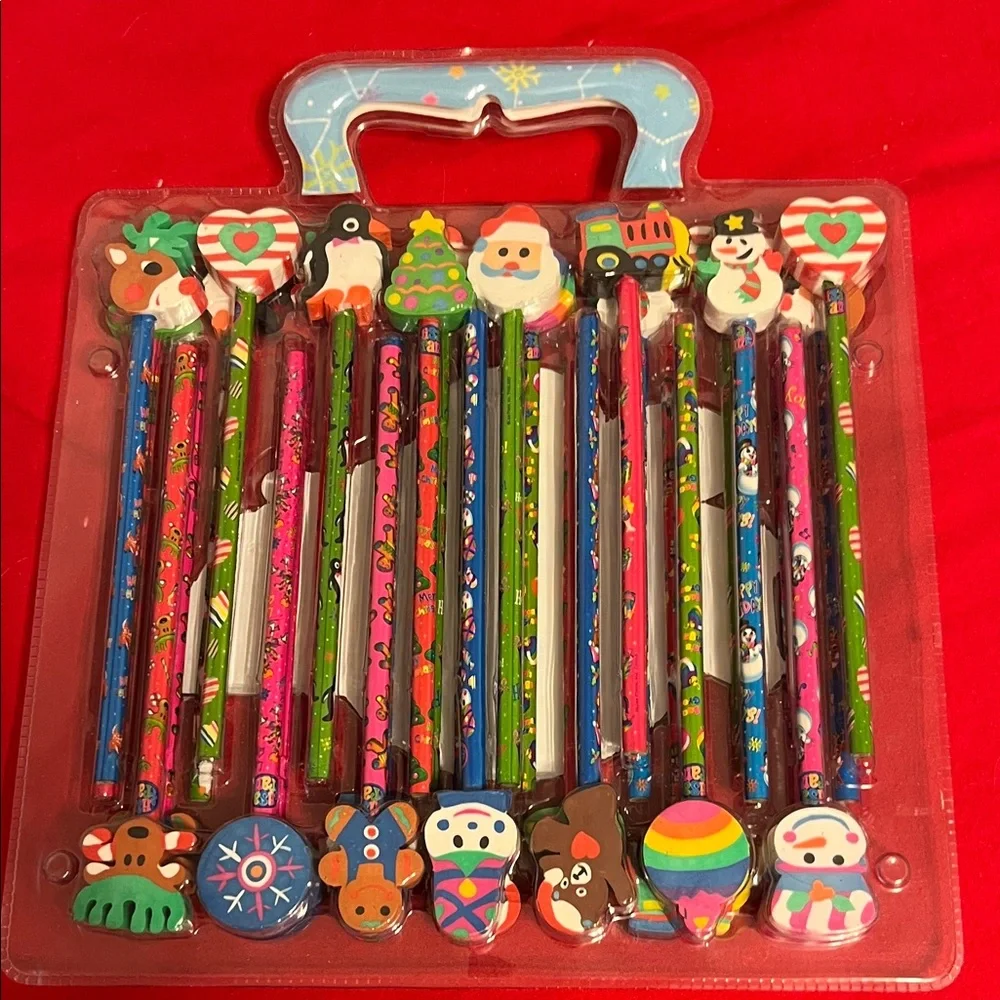 Lisa Frank Holiday Pencils with Colorful Eraser Toppers